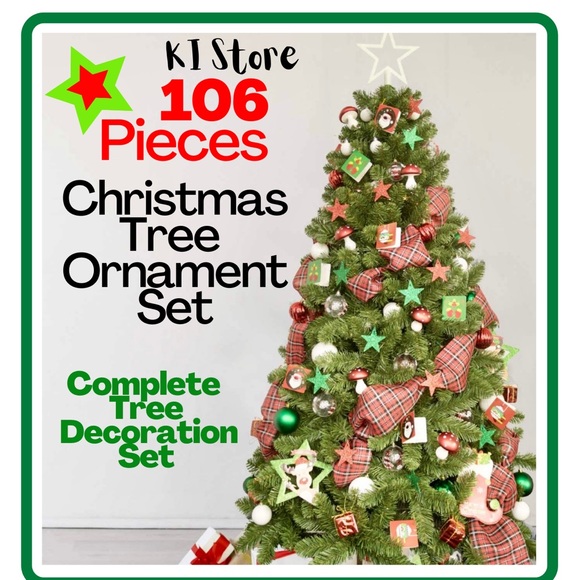 Christmas Tree Ornaments Set (106 Pieces) EntireTree Decorations- Brand New - Picture 1 of 7